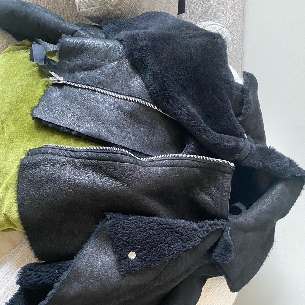 Beautiful leather winter coat,  x-small